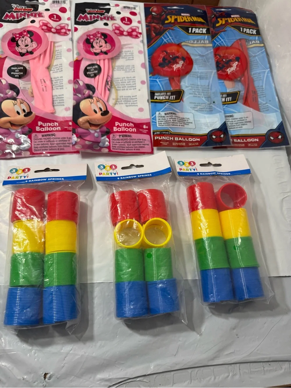 Party favor mix of balloons and toy springs